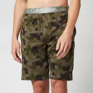 Image of Calvin Klein Mens Sleep Shorts - Galvanize Camo Army Green - L