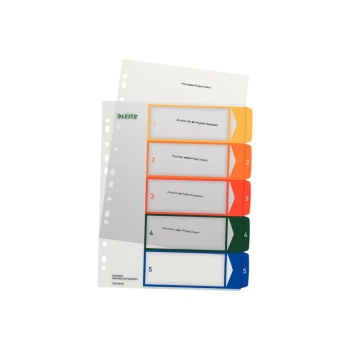 Image of PC-Printable Heavy Duty Plastic 1-5 Index Paper, A4 - White/Multi-colour - Outer Carton of 20