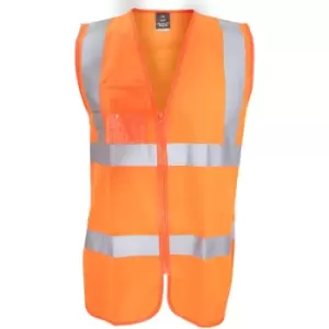 Image of Result Core Mens Zip Through Hi Vis Safety Tabard/Vest (S/M) (Fluorescent Orange) - Fluorescent Orange
