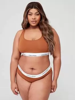 Image of Calvin Klein Plus Size Modern Cotton Unlined Bralette - Brown, Size 3XL, Women