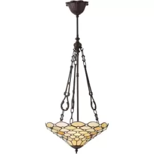 Image of Tiffany Glass Hanging Ceiling Pendant Light Dark Bronze 3 Lamp Shade i00148