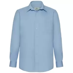 Image of Fruit Of The Loom Mens Long Sleeve Poplin Shirt (2XL) (Mid Blue)