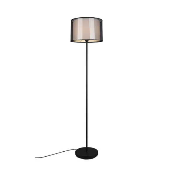 Image of Burton Modern Floor Lamp with Shade Black Matt with Footswitch