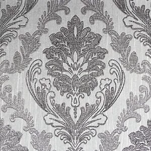 Image of Boutique Corsetto Damask Dark Silver Decorative Wallpaper - 10m