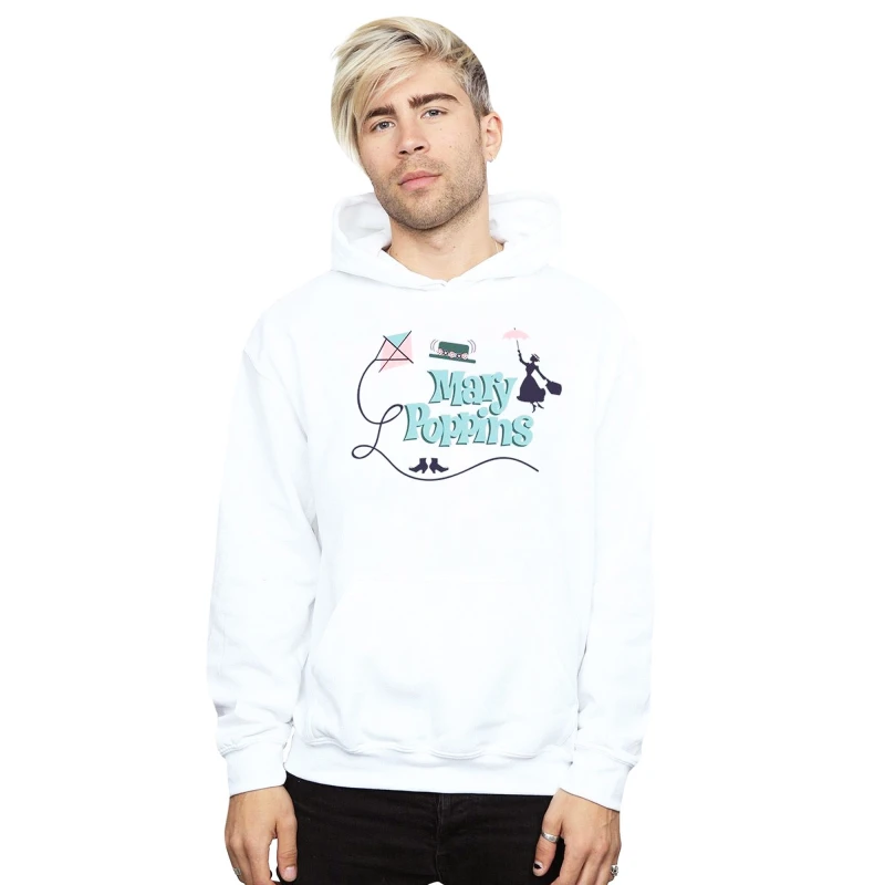 Image of Disney Men Mary Poppins Logo Hoodie in White Size: Small White S Male 5057864522365