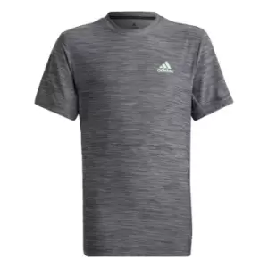Image of adidas AEROREADY Heather T-Shirt Kids - Black / Grey Two / Beam Green