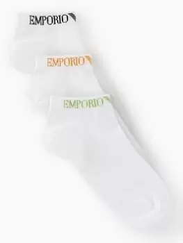 Image of Emporio Armani Bodywear Emporio Armani Bodywear 3 Pack Trainer Liner Socks - White, Size S/M, Men