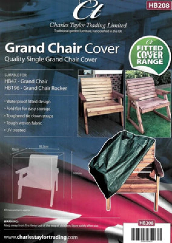 Image of Charles Taylor Garden Grand Chair Seat Outdoor Furniture Fitted Cover Green