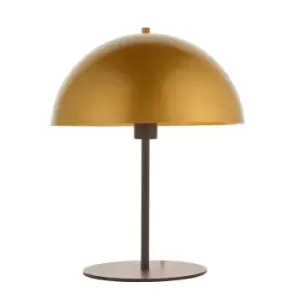 Image of Dark Bronze Table Lamp - Gold Painted Metal Dome Shade - Side Table Light