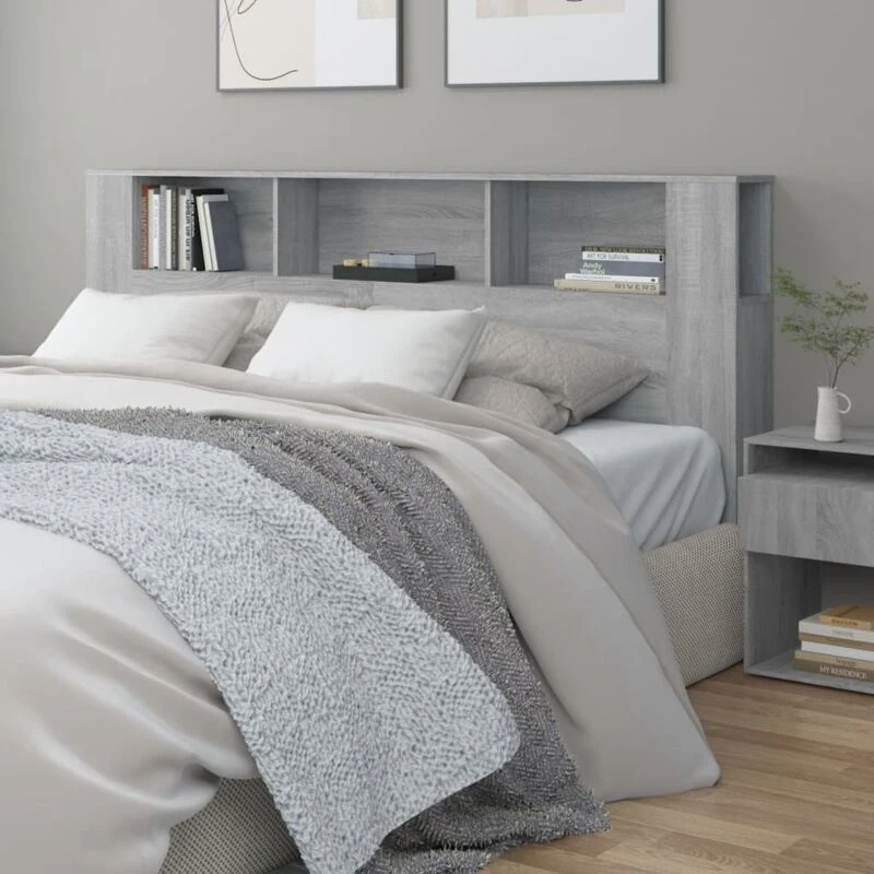 Image of VIDAXL Headboard Cabinet Grey Sonoma 200x18.5x104.5cm Vidaxl 8720286969045