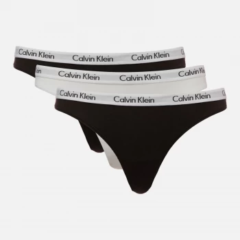 Image of Calvin Klein Womens 3 Pack Thongs - Black/White/Black - S