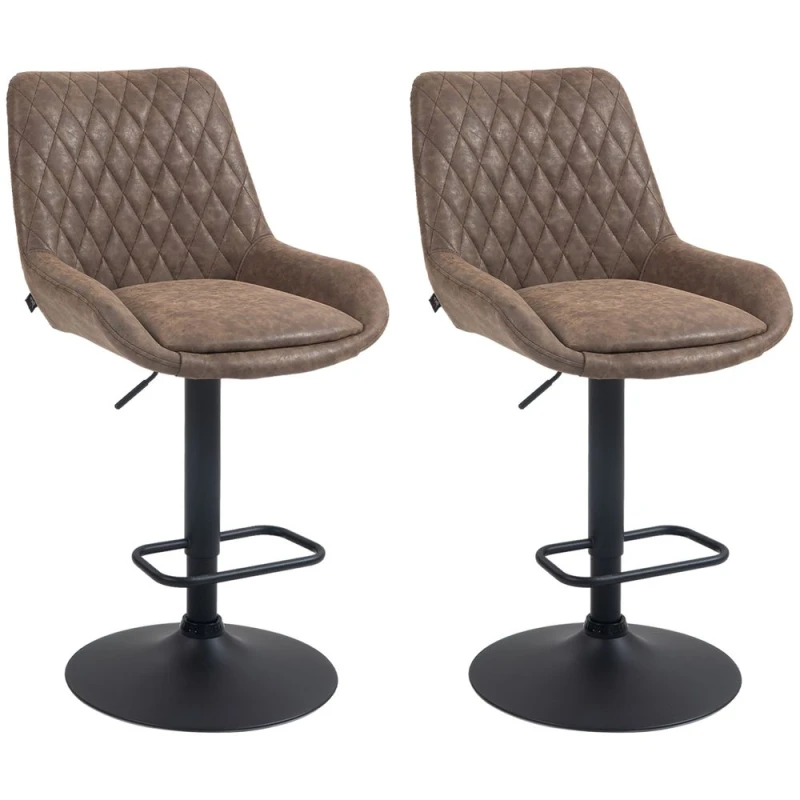 Image of HOMCOM Bar Stools Set of 2 - Adjustable Bar Chairs 360° Swivel for Kitchen Coffee TJ Hughes 5056725386672