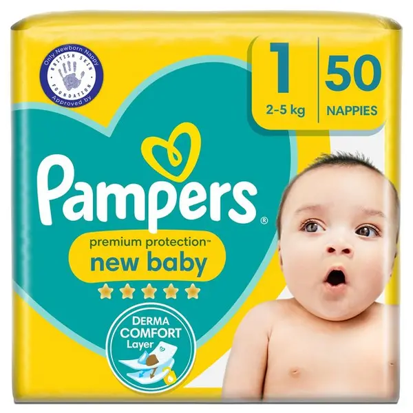 Image of Pampers New Baby Size 1 50 Nappies