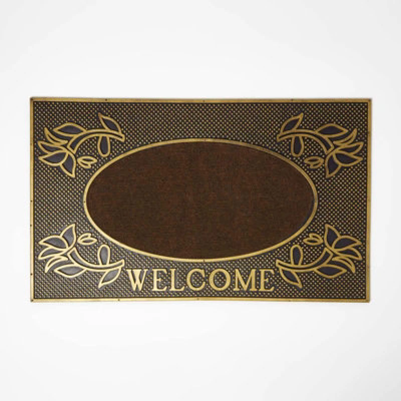 Image of Homescapes Gold 'welcome' Door Mat, 75 X 45 Cm