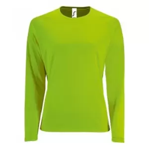 Image of SOLS Womens/Ladies Sporty Long Sleeve Performance T-Shirt (M) (Neon Green)