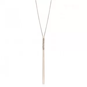 Image of GUESS 16-18" rose gold plated necklace with vertical coiled Swarovski crystal charm.