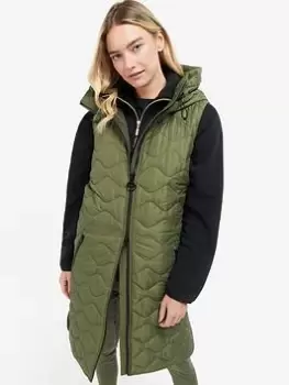 Image of Barbour International Broadhurst Curved Hem Quilted Gilet - Green, Size 10, Women