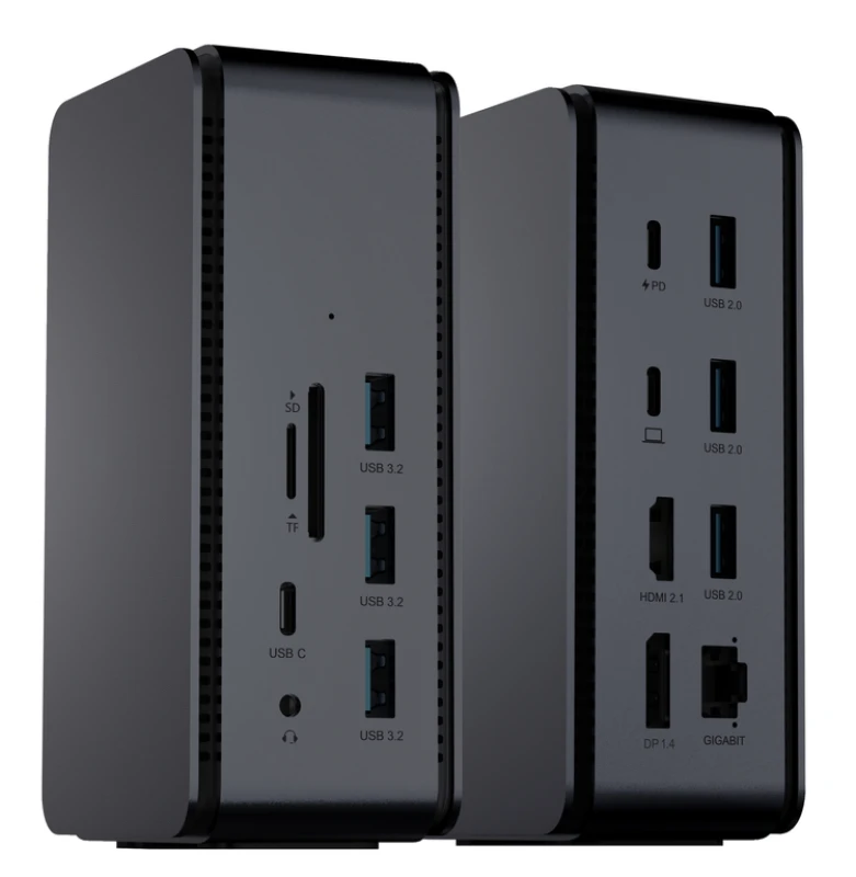 Image of ProXtend USB4 Dual 8K Docking Station. Dark Silver