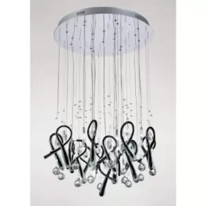 Image of Diyas - Pendant light Class round 20 Bulbs polished chrome / Black glass / crystal