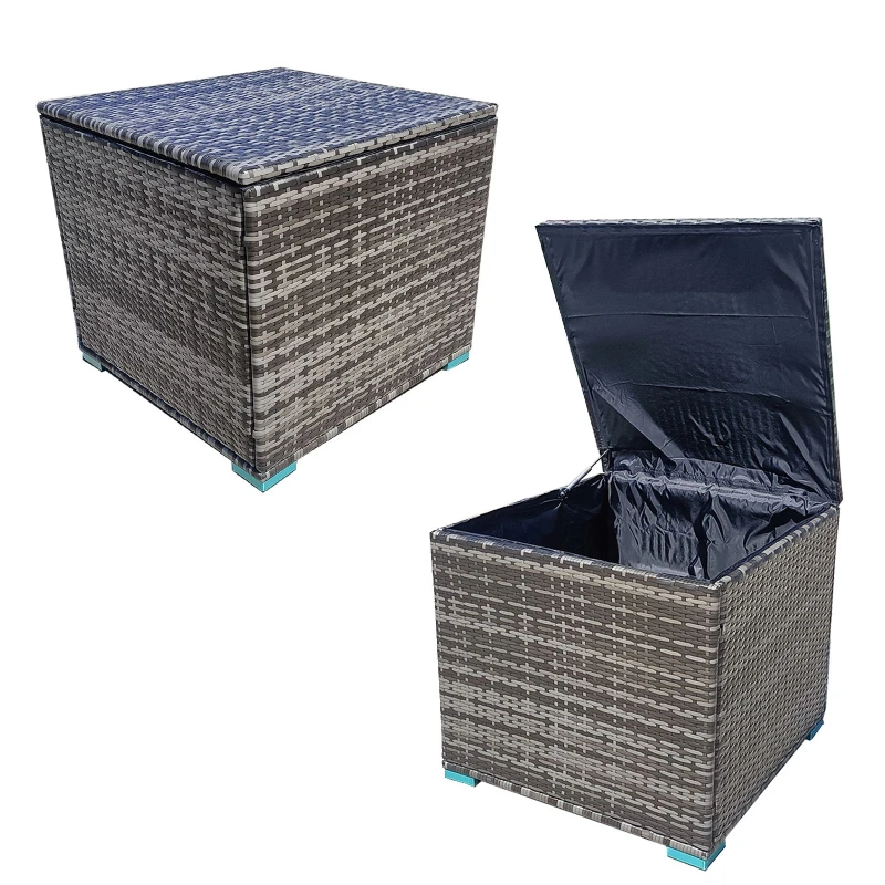 Image of FURNITURE ONE Rattan Garden Storage Box, 333L Wicker Storage Basket Box with Lid in Grey Size: 1 Pack Grey Unisex 1 Pack