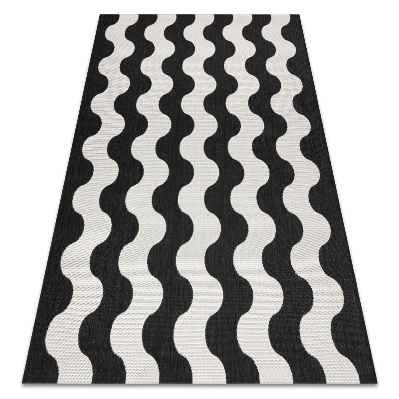 Image of RugsX Carpet Sisal Flat 49377690 Waves Cream / Black 200X290 Cm