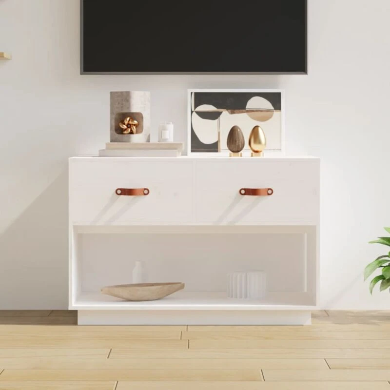 Image of Vidaxl TV Cabinet White 90X40X60 Cm Solid Wood Pine, White 821523