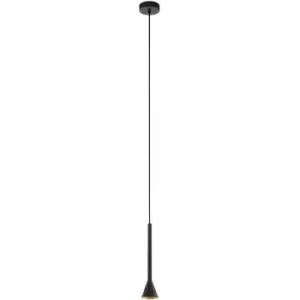 Image of Pendant Ceiling Light Colour Black Outer & Gold Inner Shade Bulb GU10 1x5W Inc