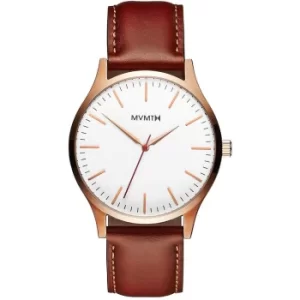 Image of MVMT 40 Series Mens Brown Padded Leather Strap Watch