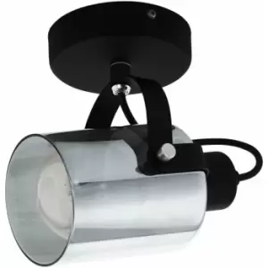 Image of Loops - Wall Light Colour Black Chrome Shade Black Transparent Glass Vaporized E27 28W