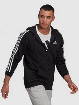 Image of adidas 3-stripe Fleece Full Zip Hoodie - Black Size M Men