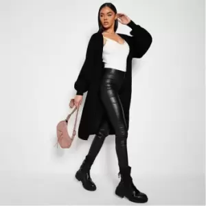 Image of I Saw It First Balloon Sleeve Longline Knitted Cardigan - Black