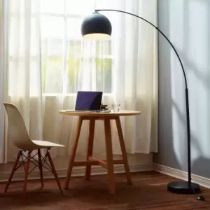 Image of Curved Arquer Floor Lamp Black Shade By Teamson Home Modern Lighting Vn-l00013-UK