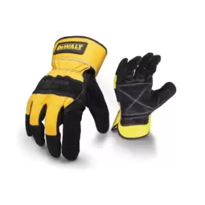 Image of DEWALT Rigger Pig Skin Leather Gloves (One Size) (Black/Yellow)