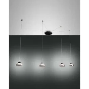 Image of Fabas Luce Arabella LED Cluster Pendant Ceiling Light Transparent Grey Glass