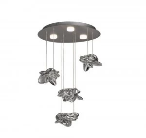 Image of Ceiling Cluster Pendant 45cm Round 4 + 2 Lights 24W + 10W LED 3000K, 2800lm, Chrome