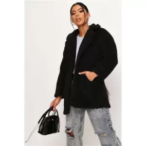 Image of I Saw It First Black Button Front Teddy Borg Jacket - Black