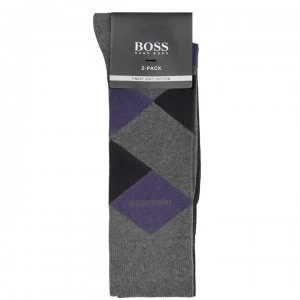 Image of Hugo Boss Block Diamond 2 Pack Socks Grey