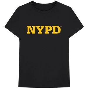 Image of New York City - NYPD Text Logo Unisex Medium T-Shirt - Black