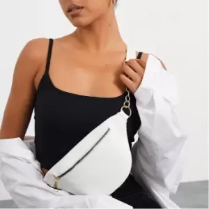 Image of I Saw It First Chain Detail Bum Bag - White