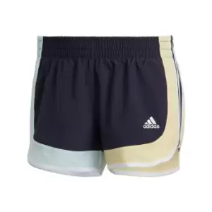 Image of adidas Marathon 20 Colourblock Running Shorts Womens - Blue