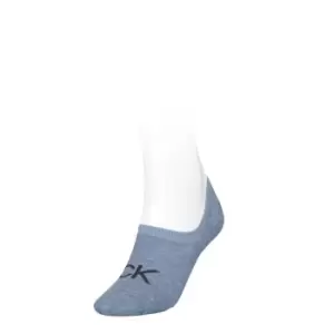 Image of Calvin Klein Klein 1 Pair Logo Foot Socks Womens - Blue