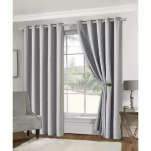 Image of Isabella Rose Eclipse Soft Touch Blockout Eyelet Curtains - Silver - 117cm (46") X 137cm (54") TJ Hughes