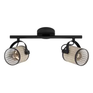 Image of Adjustable 2 Bulb Ceiling Spotlight Black Round Shade 40W E27 Kitchen Island