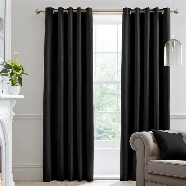 Image of Laurence Llewelyn-Bowen Montrose Blackout Velvet Pair of Eyelet Curtains Blackout Curtains 66x54in Green 40751815003