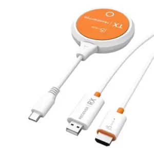 Image of j5create JVAW62 ScreenCast USB-C Wireless Display HDMI Extender White and Orange