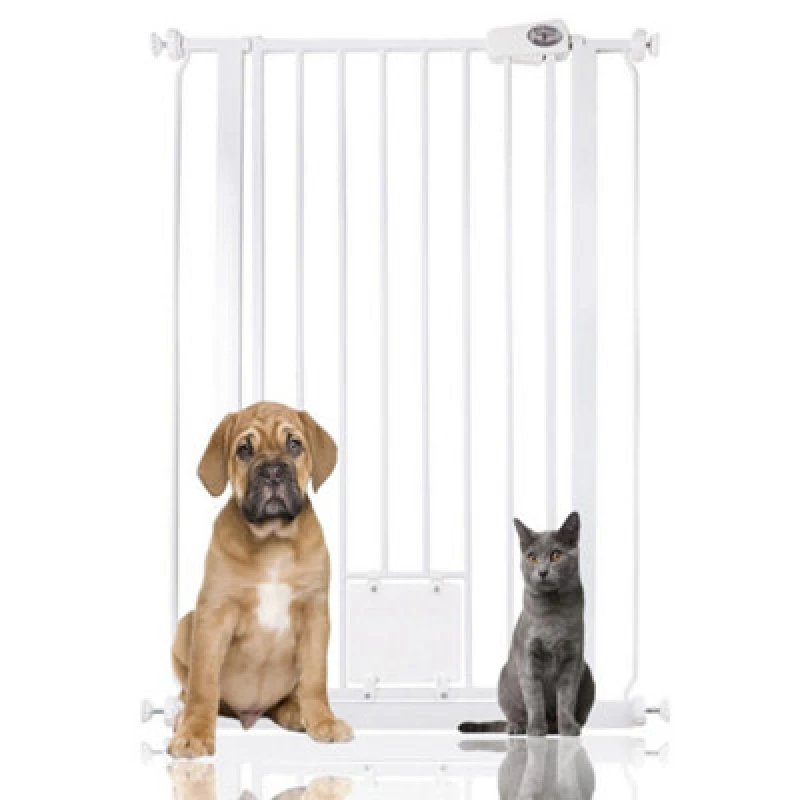 Image of Bettacare Pet Gate With Lockable Cat Flap, 75Cm - 84Cm, White, 104Cm In Height