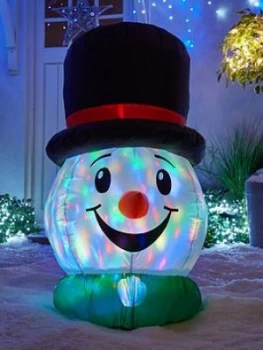 Image of Festive 100 Cm Inflatable Snowman Head With Light Show Outdoor Christmas Decoration