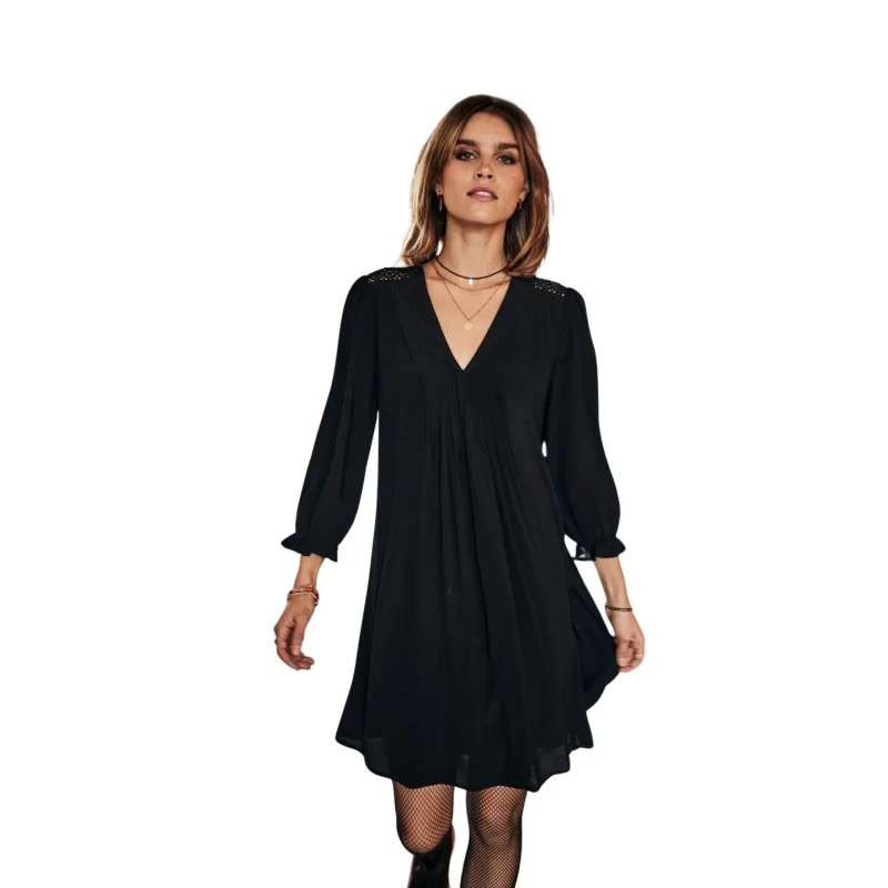 Image of Freeman T Porter Womens dress with sleeves Freeman T Porter Juna Plain Color Noir Female S