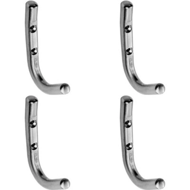 Image of Loops 4x Slimline One Piece Coat Hook 55mm Projection Satin Stainless Steel Metallics