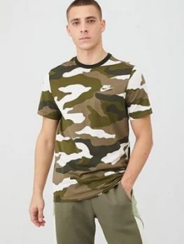 Image of Nike Camo All Over Print Short Sleeve T-Shirt - Stone